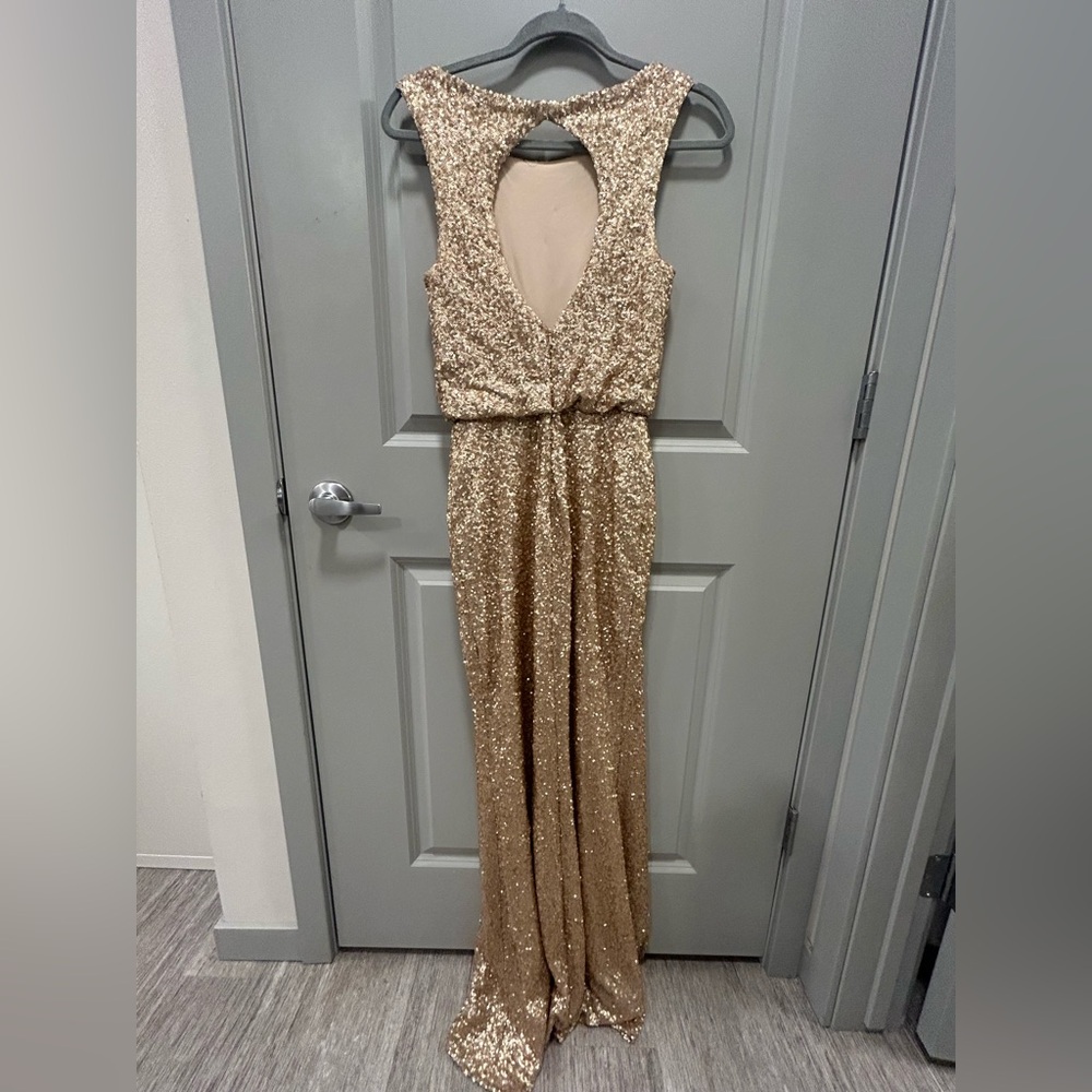 Sorella Vita Sequins Gold Backless Gown Size 8 - Picture 2 of 16
